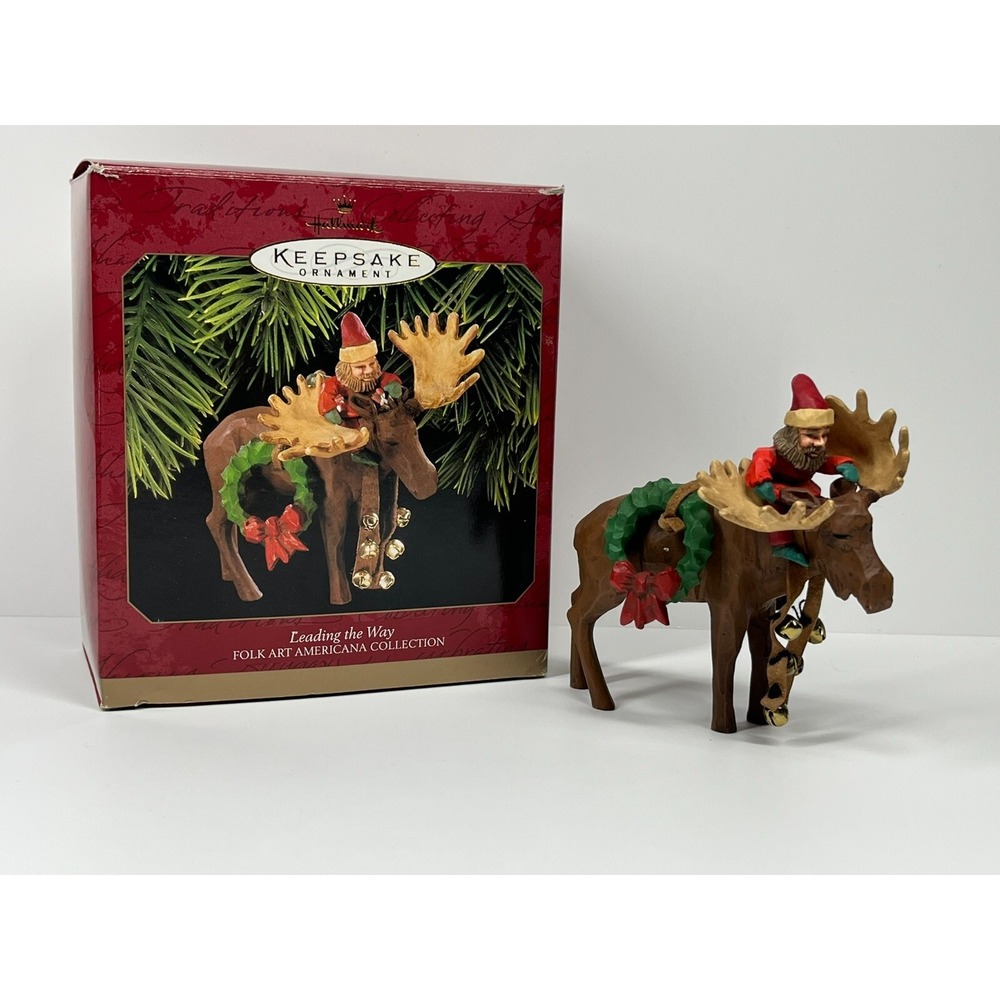 Hallmark Keepsake Ornament Vintage 1997 Folk Art Americana Leading The Way Moose